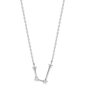 Collier en argent rhodi avec pendentif zodiaque constellation verseau oxydes blancs sertis longueur 42,5+2,5cm - Vue 2