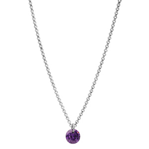 Collier en argent rhodi chane avec pendentif pierre violette longueur 40+4cm - Vue 2