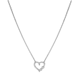 Collier en argent rhodi chane avec pendentif coeur et infini et oxydes blancs sertis 38+4cm - Vue 2