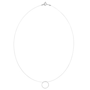 Collier fil nylon avec pendentif anneau en argent rhodi longueur 41,5cm - Vue 2