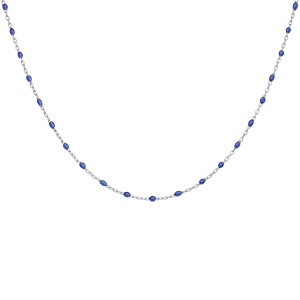 Collier en argent rhodi avec perles bleues fonc 40+5cm - Vue 2