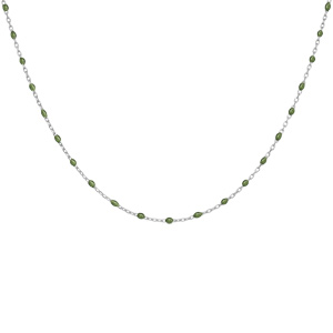 Collier en argent rhodi avec perles vertes 40+5cm - Vue 2