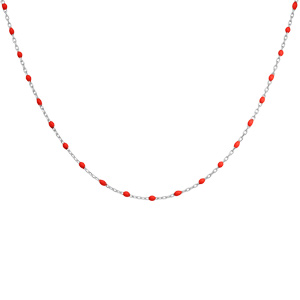 Collier en argent rhodi avec perles rouges 40+5cm - Vue 2