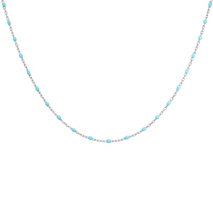 Collier en argent rhodi avec perles couleur turquoise 40+5cm - Vue 2