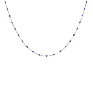 Sautoir en argent rhodi avec perles bleu fonc 60+10cm - Vue 2