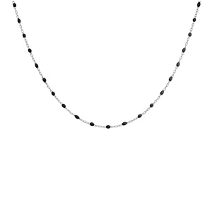 Sautoir en argent rhodi avec perles noires 60+10cm - Vue 2