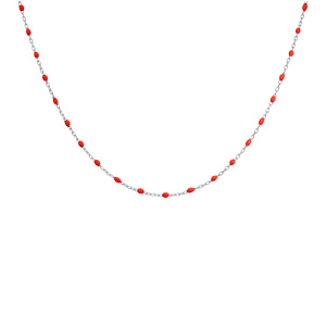 Sautoir en argent rhodi avec perles rouges 60+10cm - Vue 2