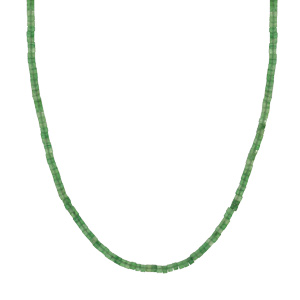Collier en argent rhodié rondelles pierre Jade vert véritable 40+5cm - Vue 2