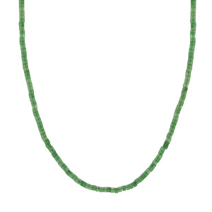 Collier en argent rhodi rondelles pierre Jade vert vritable 40+5cm - Vue 2