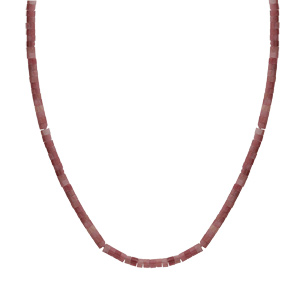 Collier en argent rhodi rondelles pierre Rodonite rose vritable 40+5cm - Vue 2