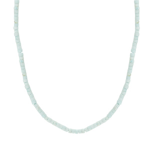 Collier en argent rhodi rondelles pierre turquoise vritable 40+5cm - Vue 2