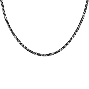 Collier en argent massif patin maille ronde longueur 50cm - Vue 2