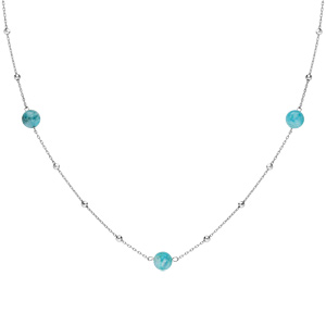 Collier en argent rhodi avec perles bleu ciel 42+3cm - Vue 2