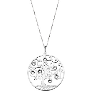 Collier en argent rhodi avec Pendentif arbre de vie ajour et oxydes blancs 42+3cm - Vue 2