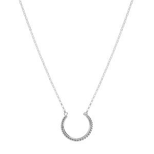 Collier en argent rhodi chane avec demi cercle motif boules lisses 43cm - Vue 2