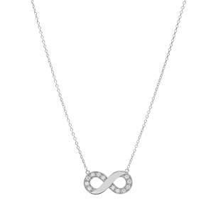 Collier en argent platin chane avec pendentif infini prnom  graver avec oxydes blancs sertis 42+3cm - Vue 2