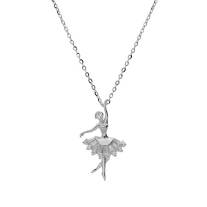 Collier en argent rhodi chane avec pendentif danseuse tutu oxydes blancs sertis 43cm rglable 41 et 39cm - Vue 2