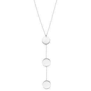 Collier en argent rhodi chane forme Y avec 3 mdailles prnom  graver rondes 42+3cm - Vue 2