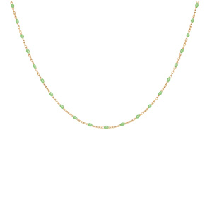 Collier en argent et dorure jaune chane avec perles vert fluo 40+5cm - Vue 2