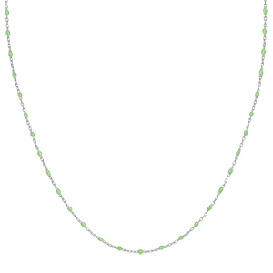 Sautoir en argent rhodi avec perles vert fluo 60+10cm - Vue 2
