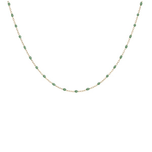 Sautoir en argent et dorure jaune avec perles vert fluo 60+10cm - Vue 2