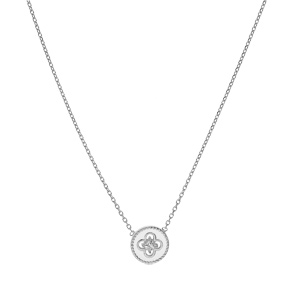 Collier en argent rhodi chane avec pastille blanche motif croix et oxydes blancs sertis 38+4cm - Vue 2