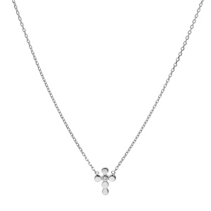 Collier en argent rhodi chane avec pendentif croix et oxyde blanc serti 38+4cm - Vue 2