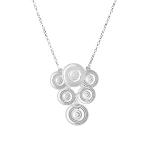 Collier en argent rhodi chane avec pendentif multi cercles 40+5cm - Vue 2