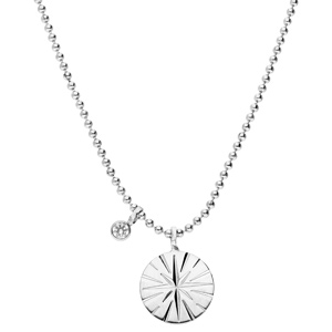 Collier en argent rhodi chane boule avec pendentif toile et oxyde blanc 42+3cm - Vue 2