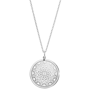 Collier en argent rhodi chane avec pendentif rosace de Chartres 40+5cm - Vue 2