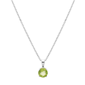 Collier en argent rhodi chane avec pendentif pierre vritable Peridot 6,5mm 42+3cm - Vue 2