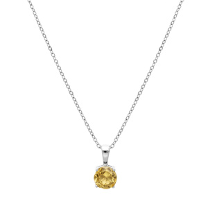 Collier en argent rhodi chane avec pendentif pierre vritable Citrine 6,5mm 42+3cm - Vue 2