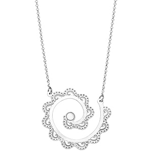 Collier en argent rhodié ethnique motif spirale avec vagues ajourées 40+5cm - Vue 2