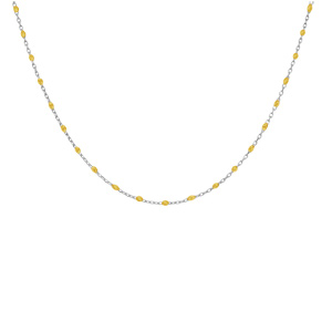 Collier en argent rhodié chaîne avec olives jaunes translucide 40+5cm - Vue 2