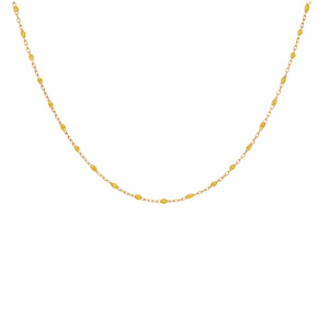 Collier en argent et dorure jaune chane avec olives couleur jaune tansparent 40+5cm - Vue 2