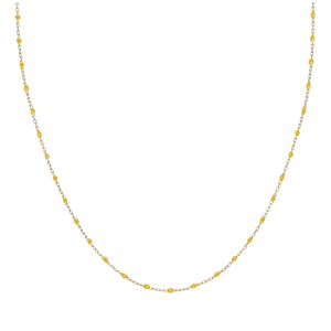 Collier Sautoir en argent et dorure jaune chane avec olives couleur jaune tansparent jaune transparent 60+10cm - Vue 2