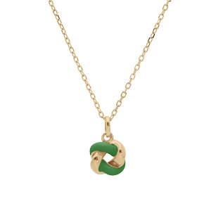Collier en argent doré chaîne avec pendentif rosas et couleur verte 42+3cm - Vue 2