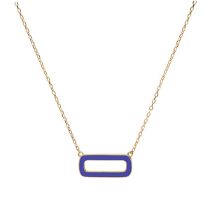 Collier en argent dor chane avec pendentif rectangulaire couleur bleue 42+3cm - Vue 2