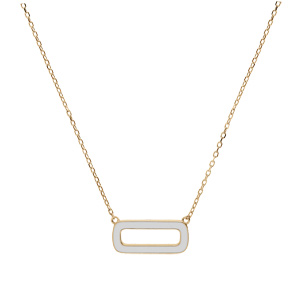 Collier en argent dor chane avec pendentif rectangulaire couleur blanche 42+3cm - Vue 2