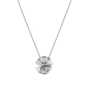 Collier en argent rhodi chane avec pendentif boule stylise pique 40+5cm - Vue 2