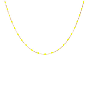 Collier en argent et dorure jaune chane avec olives couleur jaune fluo 40+5cm - Vue 2