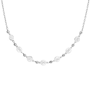 Collier en argent rhodi pastilles infini et boules diamantes 37+5cm - Vue 2