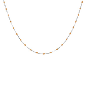 Collier en argent rhodi chane avec olives couleur orange transparent 40+5cm - Vue 2