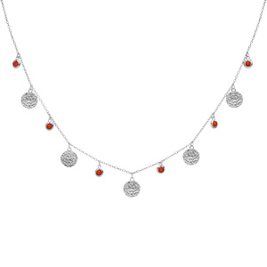 Collier en argent rhodi pampilles antiques et perles couleur corail 40+4cm - Vue 2