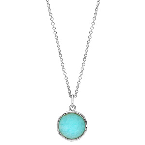 Collier en argent rhodié chaîne avec pendentif Amazonite véritable surface irrégulière 40+4cm - Vue 2