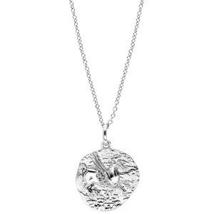 Collier en argent rhodi chane avec pendentif motif monnaie grecque finition antique 40+4cm - Vue 2