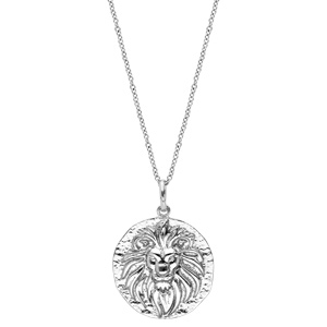 Collier en argent rhodi chane avec pendentif motif Lion finition antique 40+4cm - Vue 2