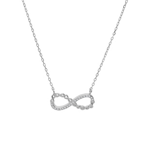 Collier en argent rhodi chane avec pendentif infini et oxydes blancs sertis 44cm rglable 42 et 40cm - Vue 2