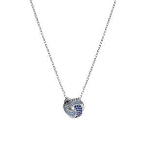 Collier en argent rhodi pendentif 3 rubans dgrad oxydes bleu - Vue 2