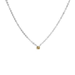 Collier en argent rhodi chane avec pendentif pierre vritable Citrine 3mm 38+5cm - Vue 2